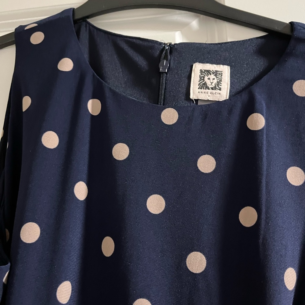 Navy Polka Dot Dress pass the knee
